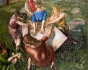 斯坦利 斯宾塞 : Christ Preaching at Cookham Regatta Girls Listening